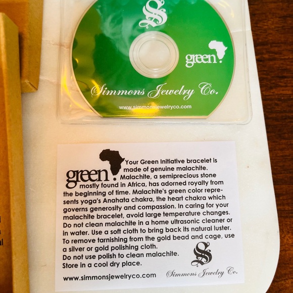 Simmons Jewelry Genuine Rough Diamond & Malachite Green Bracelet w/Gold Accent - Picture 7 of 8